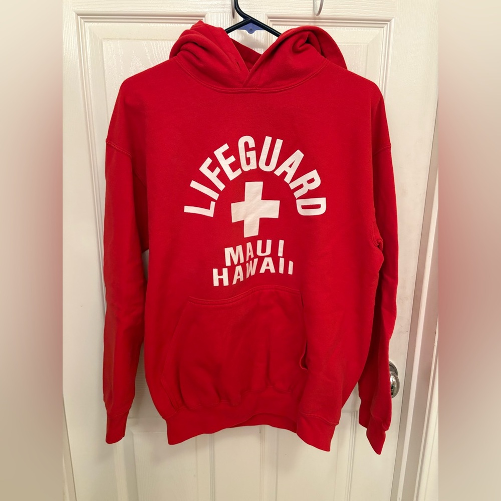Red Lifeguard Maui Hawaii Hoodie size medium